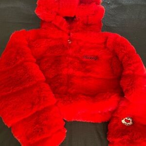 Forever 21 Red Faux Fur Puffer Jacket